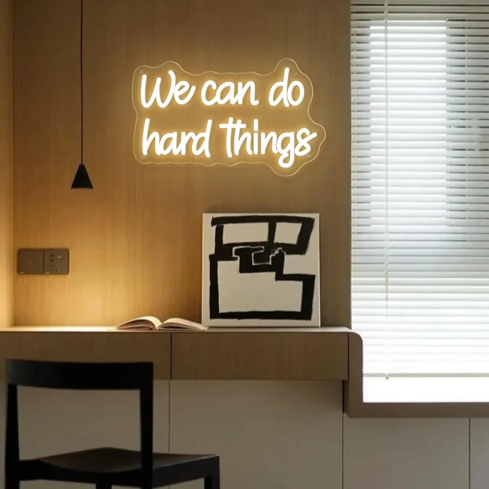 We Can Do Hard Things Neon LED Signs for Kids Bedroom Inspirational Letter Neon Light for Office Classroom Lights For Wall Decor