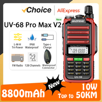 UV-68 Pro Max V2 Baofeng Walkie Talkie 8800mah Battery Type-C Dual Band 128 Channel UV-S22 UV-98 Pro FM CB Radio Update of UV 9R