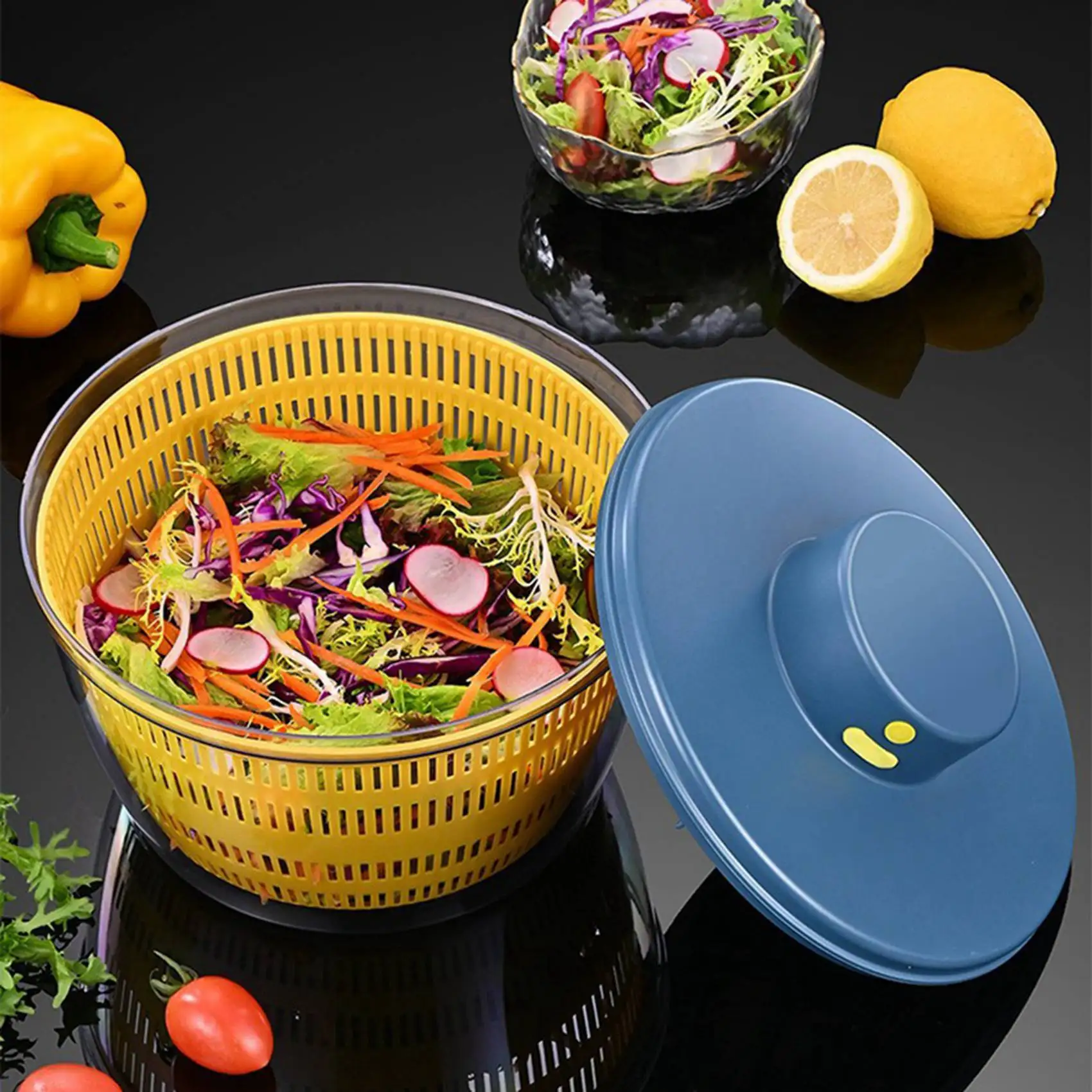 AC88-2X Electric Dryer Salad Spinner Dehydrator Multifunction Fruits Draining Basket USB Charing Kitchen Drainer