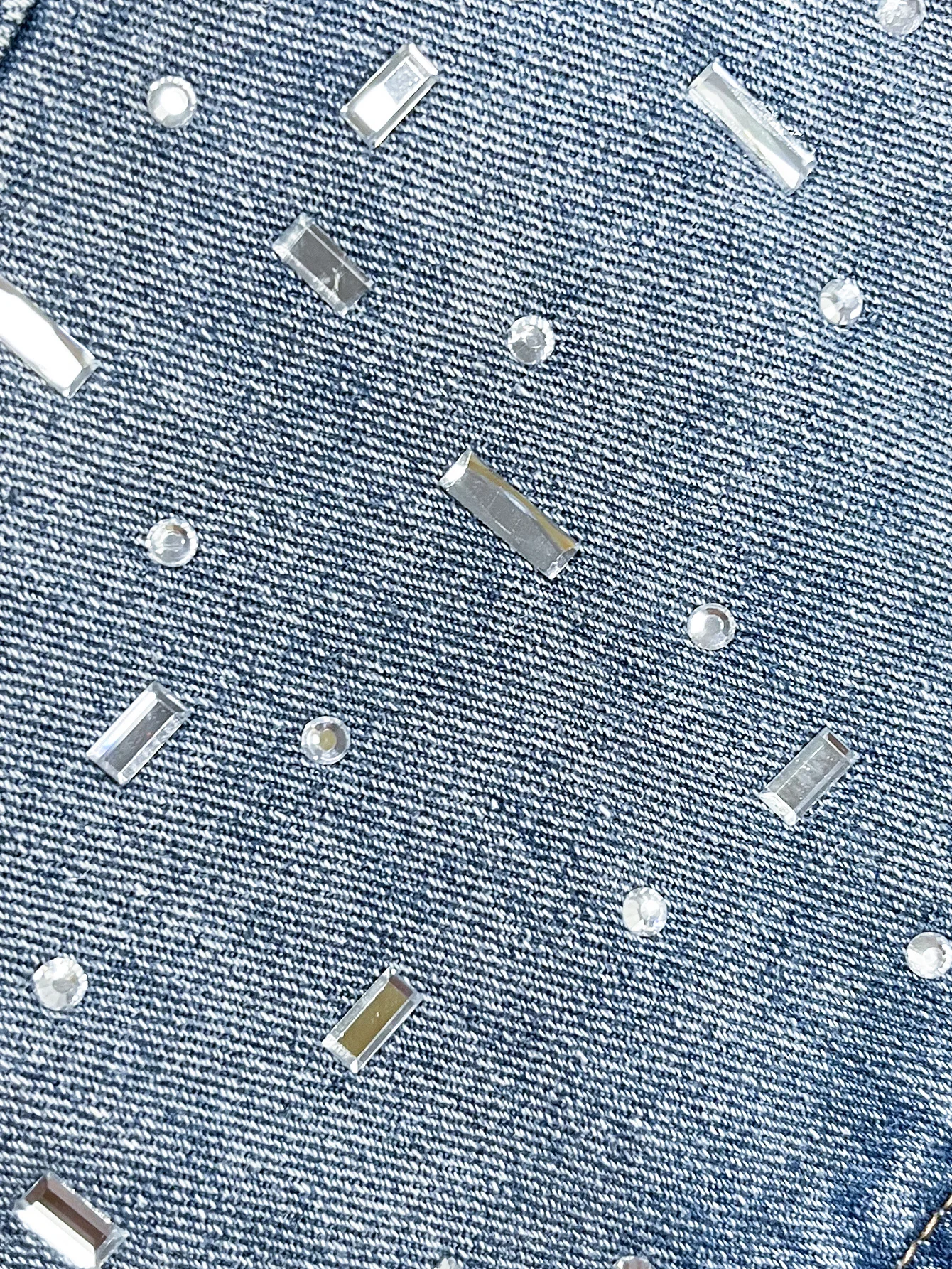 Women Rhinestone Studded Cropped Denim Jacket Lapel Button Pocket Vintage Washed Short Jean Coat Female Streetwear Spring Autumn - view 5