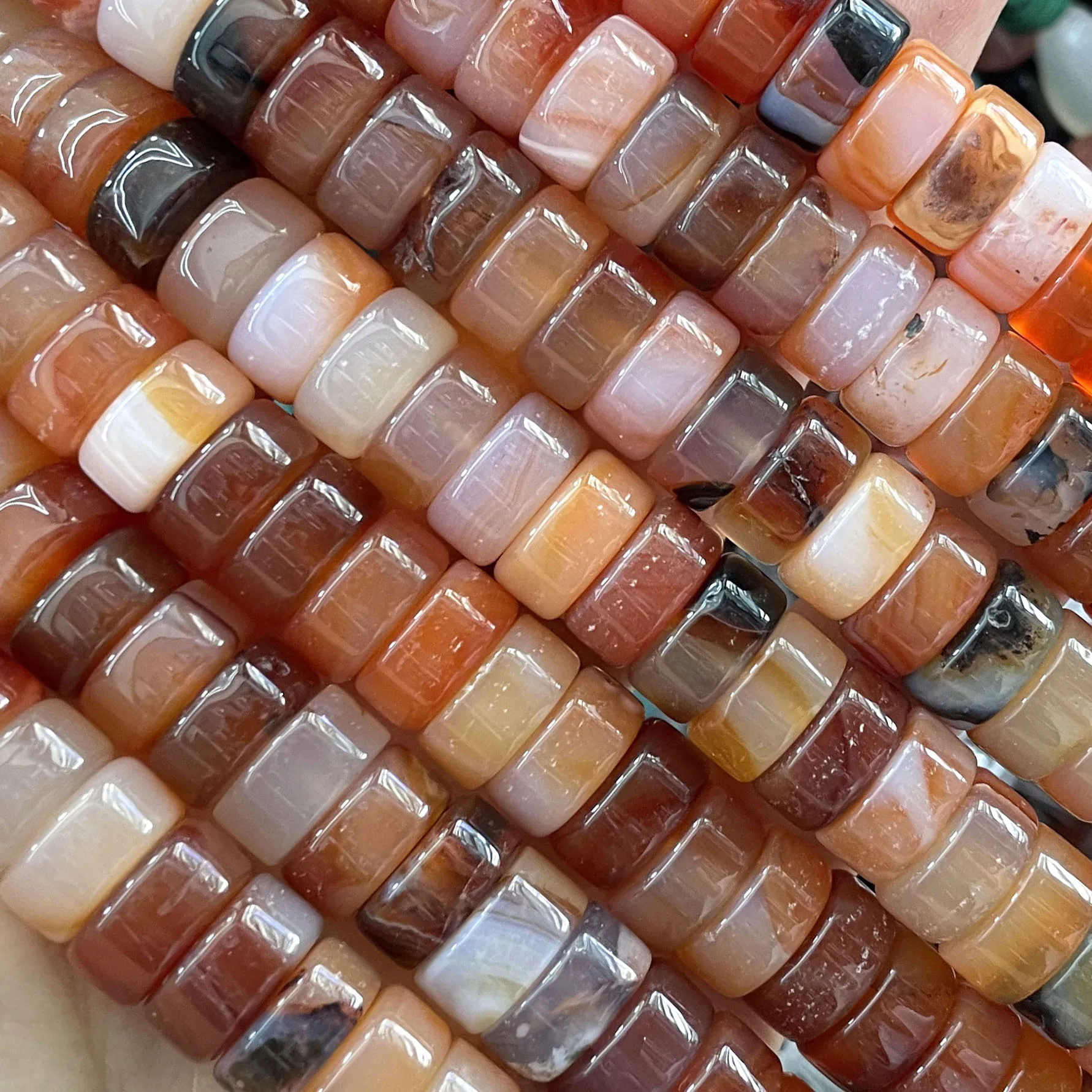 Naturstein-Rondelle-Agat-Quarz-Jade-Flachrunde-Abstandsperlen für Schmuckherstellung, DIY-Armband-Halsketten-Zubehör 6X12MM – Detail 6