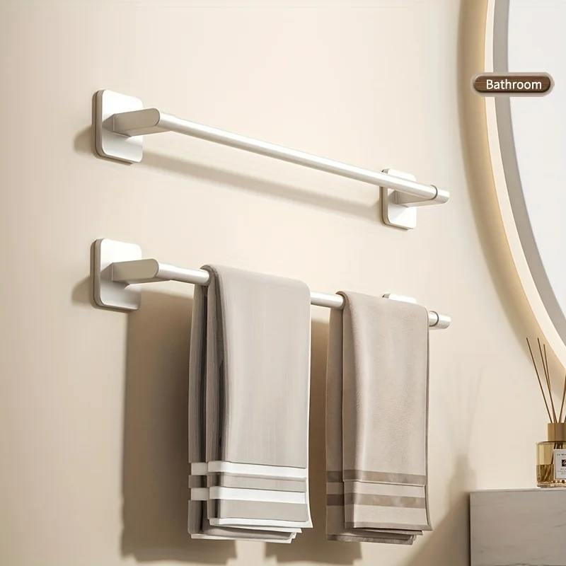 1 Stück Badezimmer-Einrichtungen, weiß, nicht perforiert, Wandmontage, Badezimmer-Handtuchhalter, Größe 40–60 cm, Aufbewahrungsregal, Handtuchhalter – Detail 2