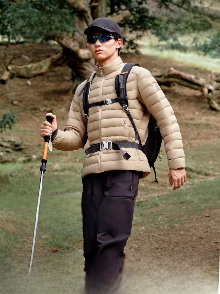 

Мужская короткая легкая пуховая куртка Bosideng с 90% гусиным пухом, узором «реберная кость», воротником-стойкой, на молнии, теплая, модная