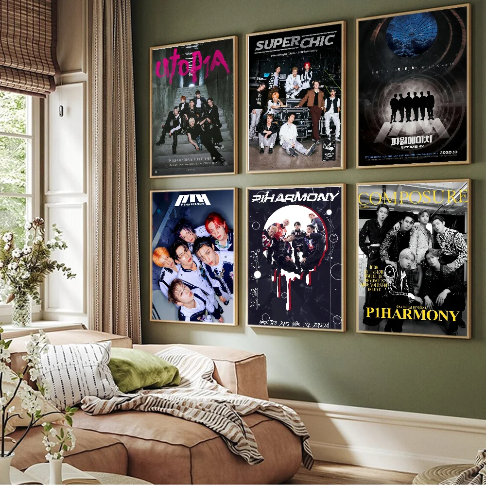 Custom P1Harmony KPOP Classic Vintage Posters Whitepaper Prints Posters Artwork Kawaii Room Decor