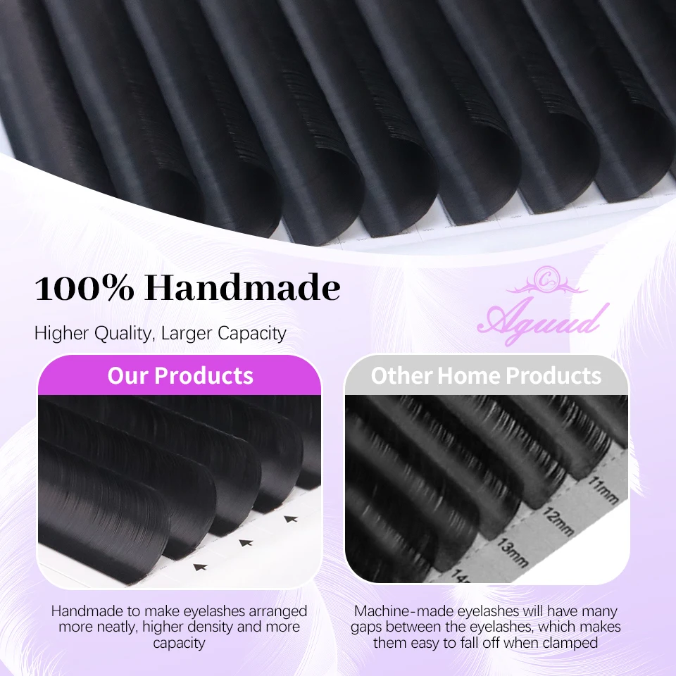 AGUUD 5 trays/lot NEW Super Matte Black Individual Eyelashes Extension Premium Faux Mink Natural Soft Mega Volume Classic Lashes