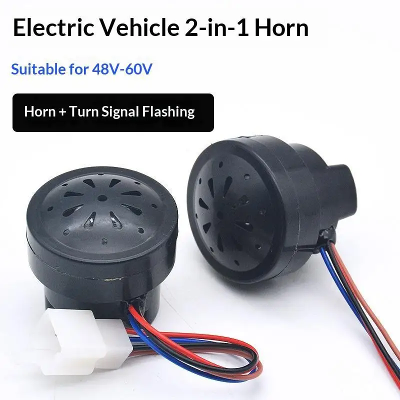 

Electric Steering Buzzer Horn 1/3Pcs 48V 60V 2 in 1 with LED 4 Wires Black for E-bike Motorcycle Accessory