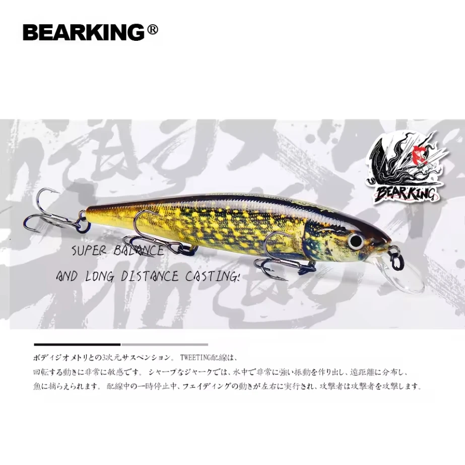 M115 Bearking 11.5cm 16g Hot Professional Quality Fishing Lure,Wobblers Minnow Crank Crank Bait Excellent Painting view 5