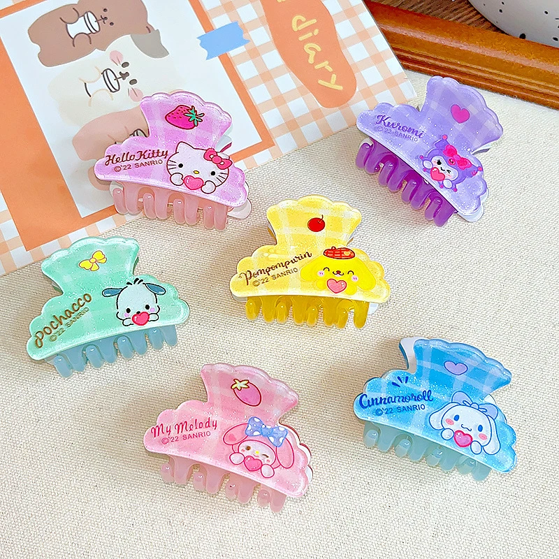 Sanrio Mini Garra De Cabelo para Meninas, Hello Kitty Hairpin, Rabo De Cavalo Clipe De Tubarão, Acessórios Dos Desenhos Animados Kawaii, Cinnamoroll Olá Kitty Presentes