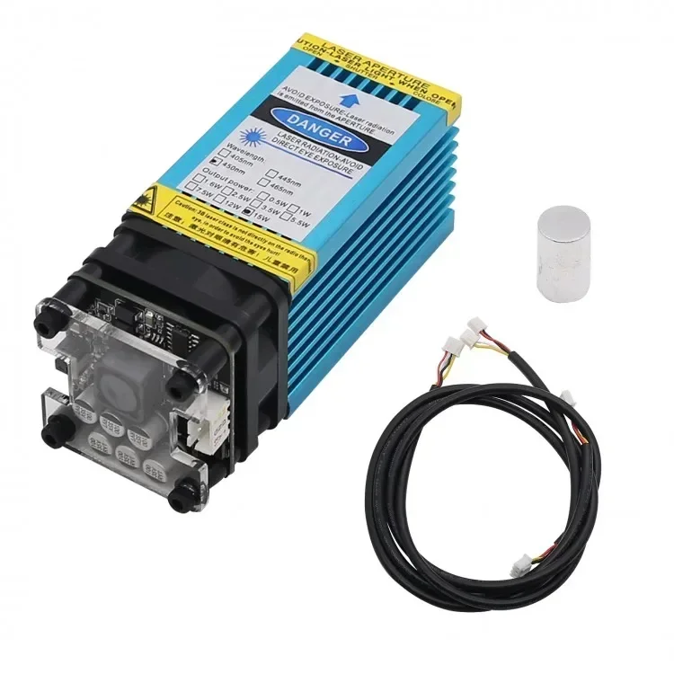 

Модуль синего лазера 12 В, 15 Вт, 450 нм, модуль лазерной резки 15000 мВт для гравировки нержавеющей стали, 3 мм, дерева