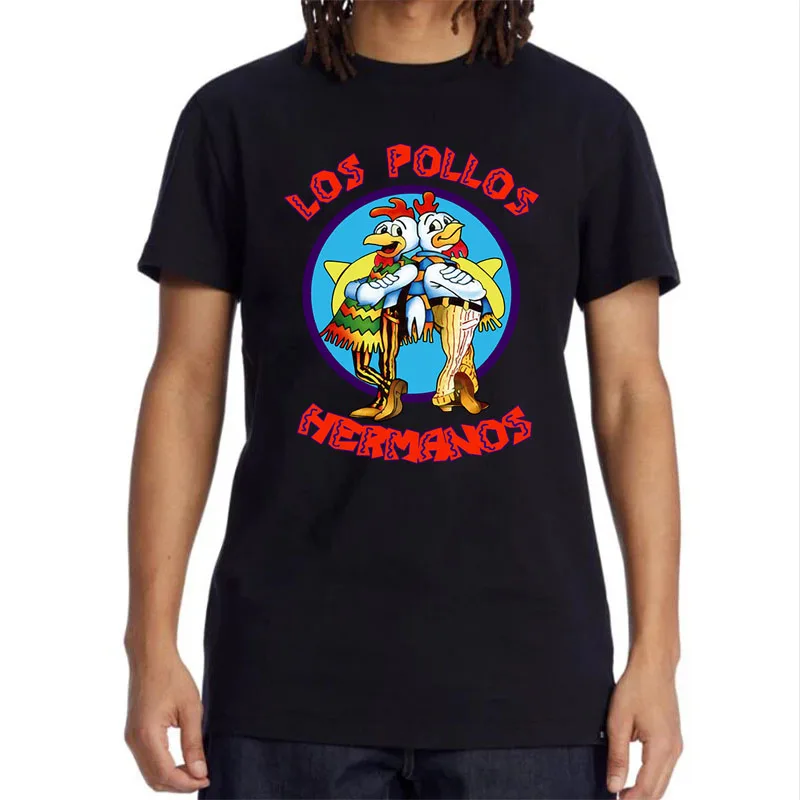 Summer100% Men's Short Sleeved High Quality  Cotton Breaking Bad LOS POLLOS Chicken Brothers Printed Casual for Men T-shirt Male