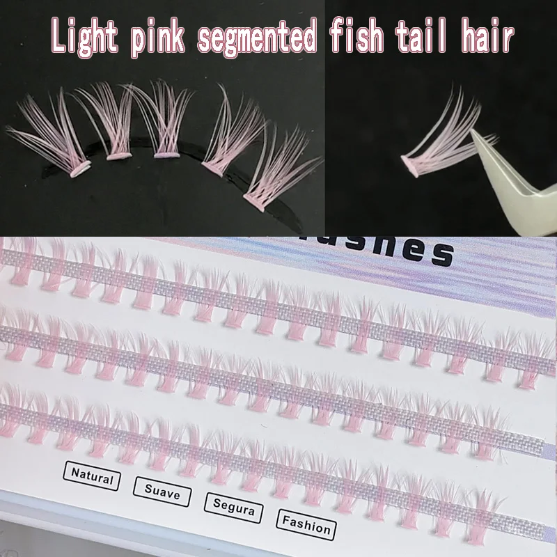 

Cos Manga False Eyelashes Pink Fish Tail Segmented Single Cluster Grafting Eyelashes Christmas Party Daily Dating Lashes Makeup