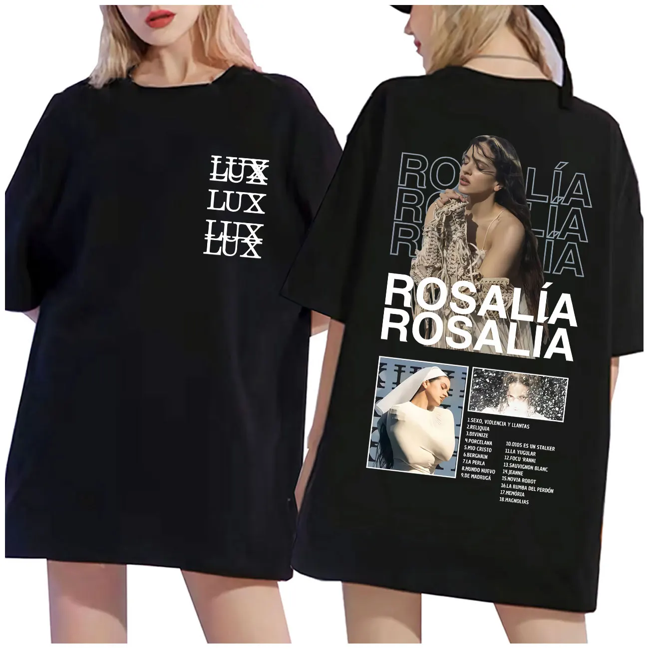 

Singer Rosalia LUX Graphic T Shirts Men's Women's Fashion Aesthetic Short Sleeve T-shirt High Quality Cotton Oversized T-shirts