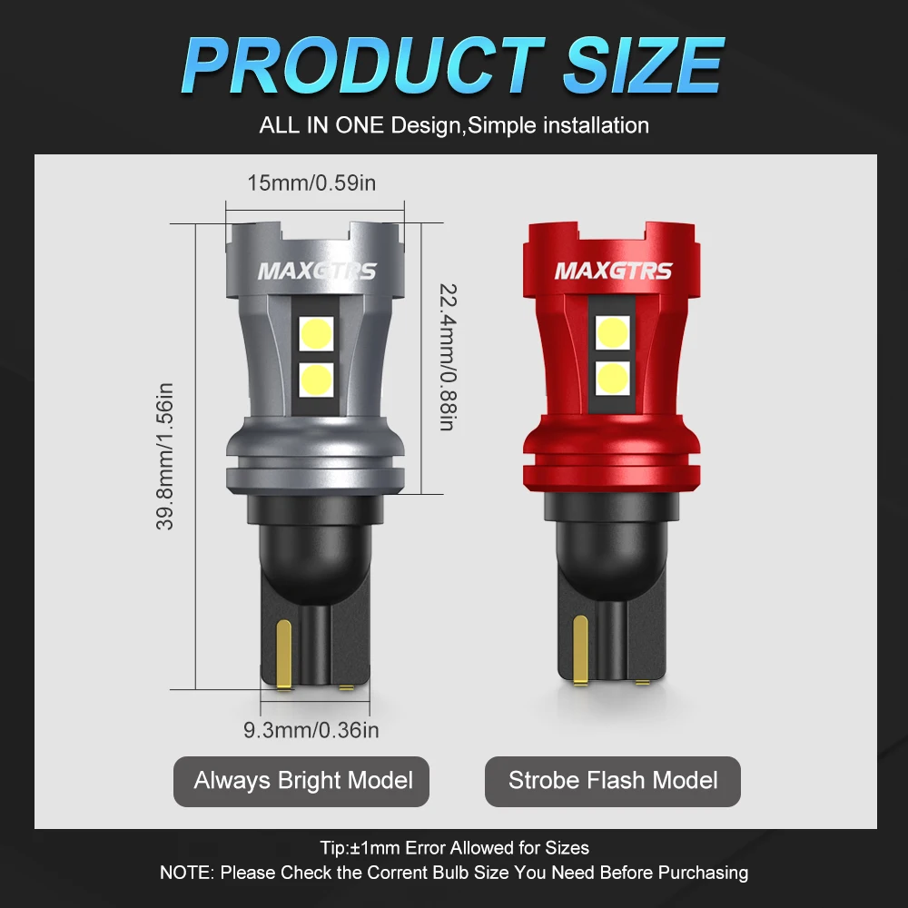 2 szt. Żarówki LED W16W T15 Canbus Bez Błędów, Światła Cofania LED T16 921 912, Żarówki LED z Funkcją Błysku, Żarówki LED 3030 do Lampy Cofania Samochodu, 6500K Biała, 12V — zdjęcie 4