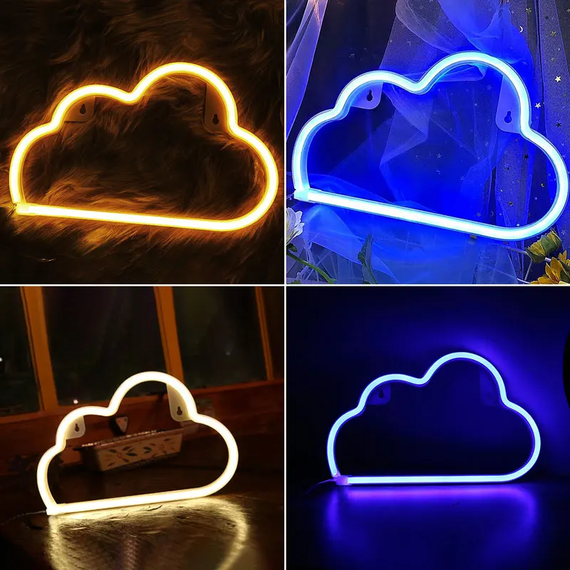 Cloud Neon Signs with Base,LED Atmosphere Light, Warm/RGB Wall Lamp for Halloween, Christmas, Birthday, Party, Home Decoration