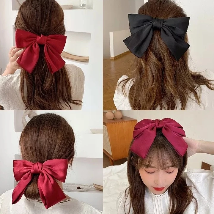 2024 Trendy Big Bows Headband Fabric Elastic Hair Bands for Women Girls Sweet Hairpins Accessories Christmas and New Year Gifts