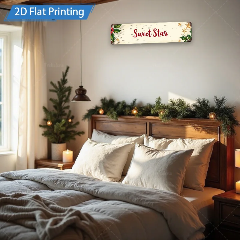 [2D FLAT] علامة معدنية مكونة من قطعة واحدة، ديكور فني جداري معدني على شكل نجمة حلوة لعيد الميلاد مقاس 8 × 12 بوصة