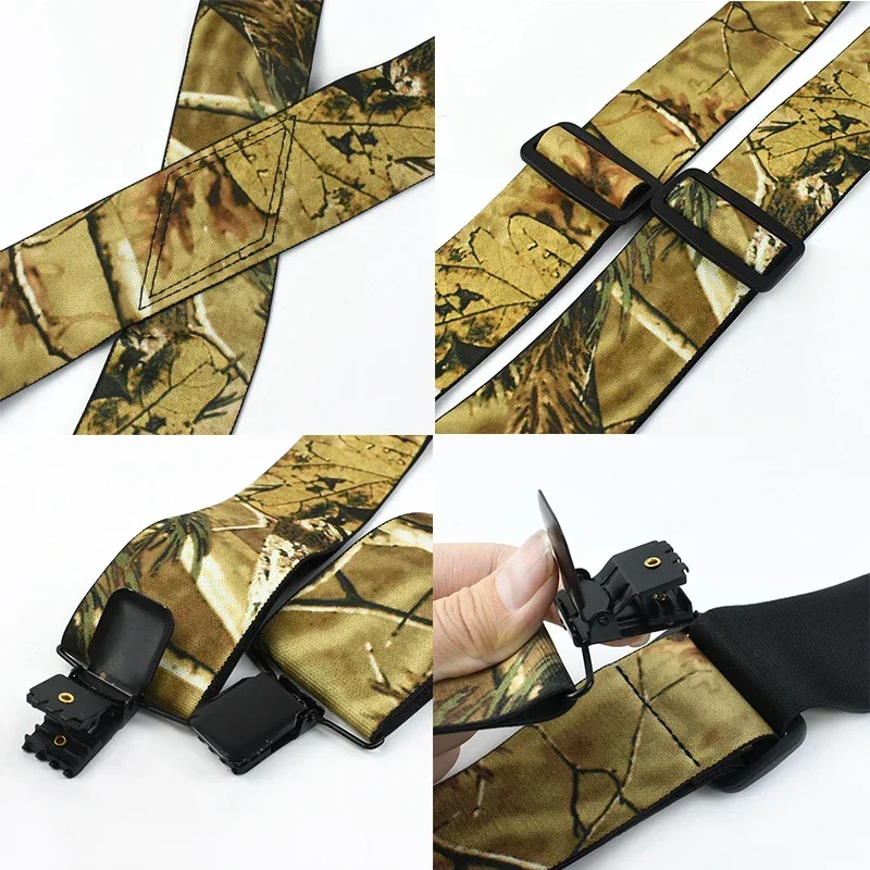 1Pc 5cm Camouflage Widen Men's Suspenders Adults Elastic Braces X-Type 4 Clips Adjust Strap Harness Mens for Pants Accessories