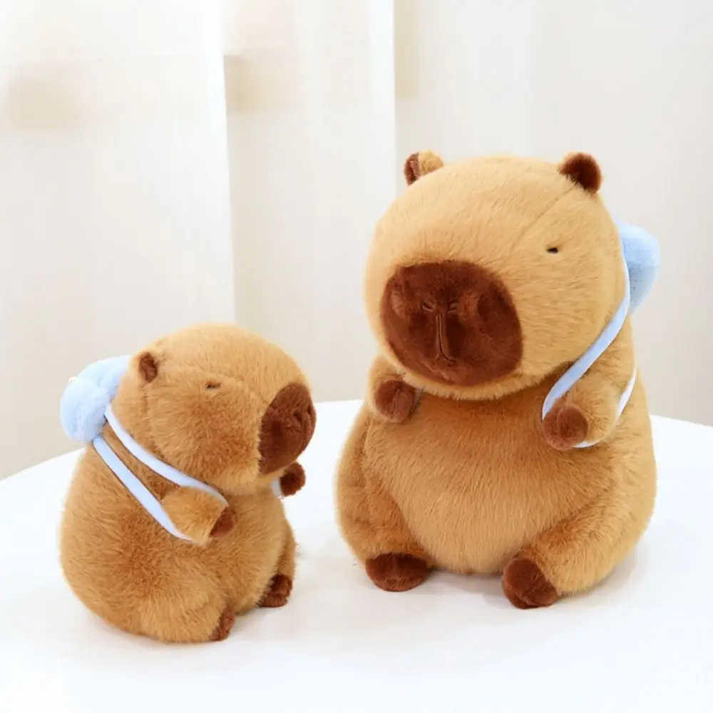 With Shell backpack Capybara Plush Toy Summer Cloth Doll Capibara Anime Fluffty Toy Simulation Cartoon Capybara Plush Doll