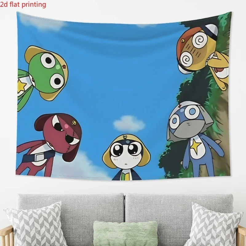 1 Stück S-Sgt. Frog Keroro Gunso Wandteppich, niedlicher Anime-Cartoon-Wandbehang, ästhetische Raumdekoration für Schlafzimmer, Wohnheim, Cutecore Room