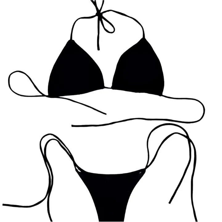 

Новинка 2026: Женский однотонный раздельный пляжный купальник-бикини с лямкой через шею, открытой спиной и регулируемыми завязками, сексуальный дизайн