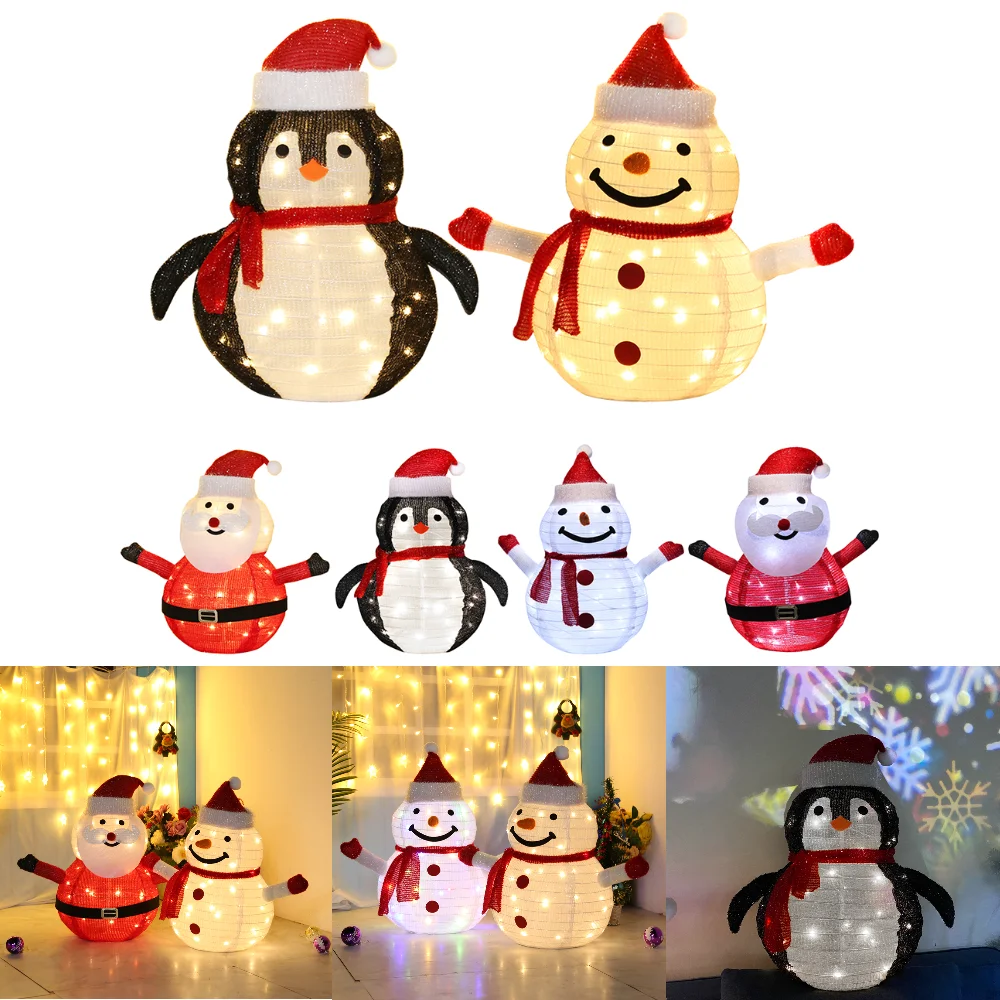 

Christmas Decor Snowman Santa Glowing Light Waterproof Snowman Santa Claus Model with LED Light for Outdoor Xmas New Year Decor