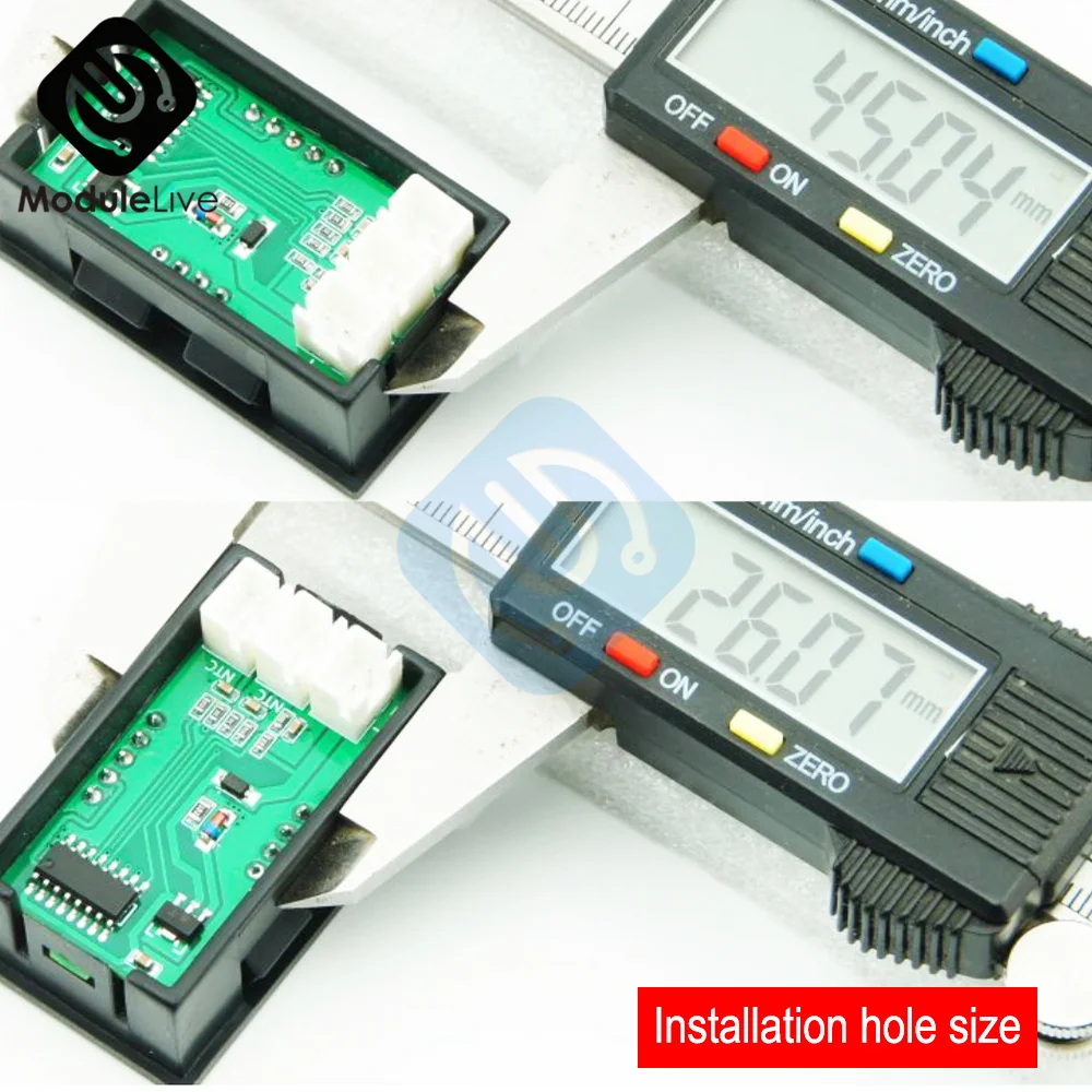 DC 4-30V Dual Display Car DC Voltmeter 12V 24V Digital Thermometer NTC 10K 3950 Probe Sensor Temperature Controller -50℃~120℃