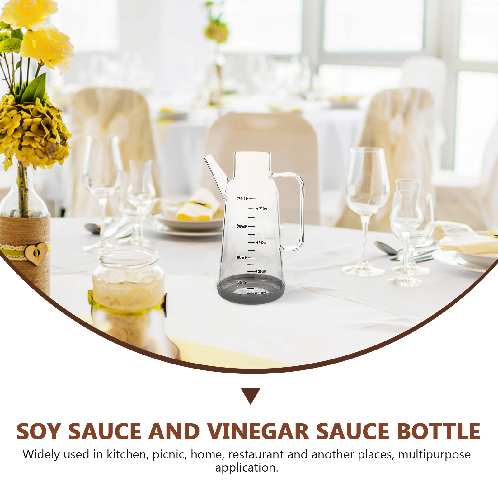 

Glass Oil Bottle Multi-Functional Transparent Seasoning Bottle with Handle Scale for Kitchen Home Restaurant Oil Vinegar Soy