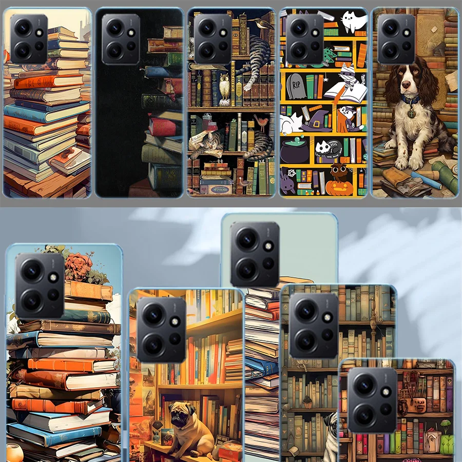 Read Books illustration Reading Books Case For Xiaomi Redmi Note 12 11 Pro Plus 12S 11E 11T 11S 10 10S Phone  9 9S 9T 8 8T Pro 7