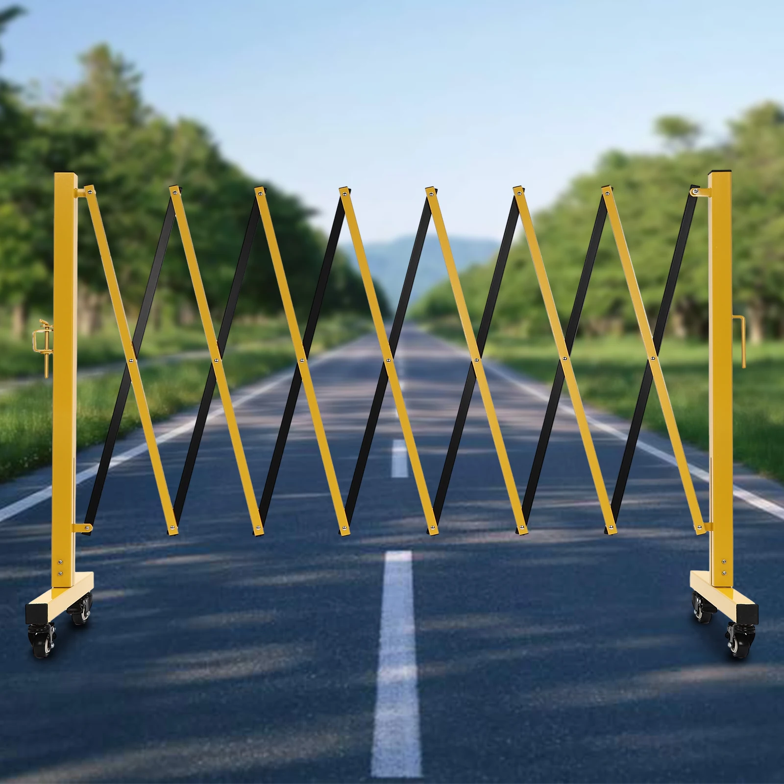 11.5*3.3ft Mobile Barrier Gate, Adjustable Traffic Fence, Foldable Design