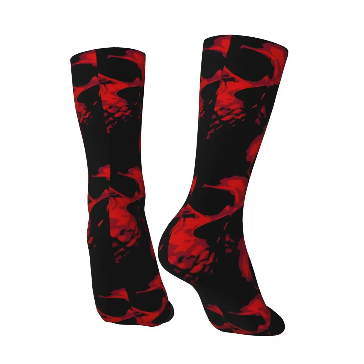 Crazy compression Gothic Black And Red Sock for Men Harajuku Skulls Quality Pattern Crew Sock Casual