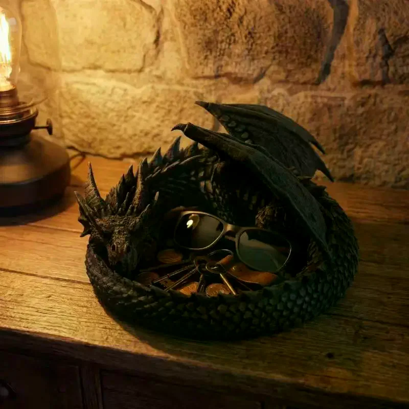 Creative Gothic 3D Printing Dragon Tray Dark Style Plastic Jewelry Storage Tray Decorative Desktop Organizer Key Holder