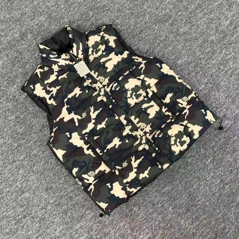 

Mertra Jacket Cotton-padded Waistcoat American High Street Camouflage Full Print Double-sided Coats Winter Thermal Vest