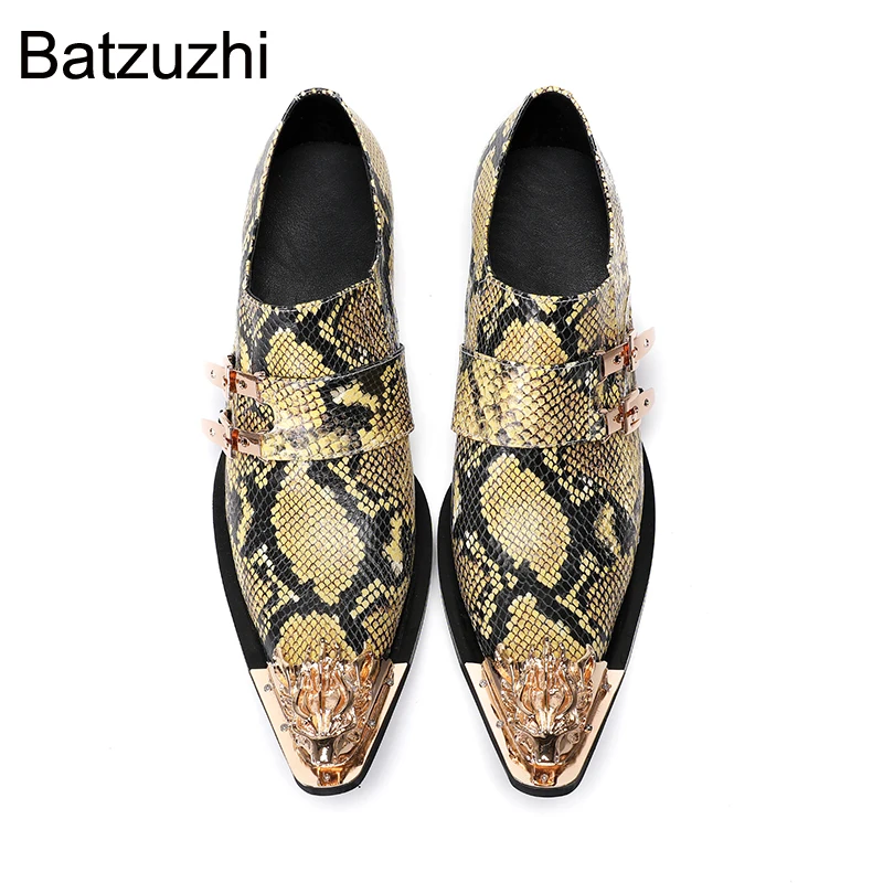 

Batzuzhi Luxury Men's Shoes Pointed Toe Slip on Genuine Leather Dress Shoes Man Fashion Business, Party, Wedding Footwear Male