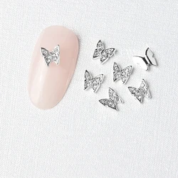 10pcs Mini Alloy Butterfly Nail Art Charm 3D White/AB Crystal Metal Butterfly Nail Decoration DIY Kawaii Manicure Accessories