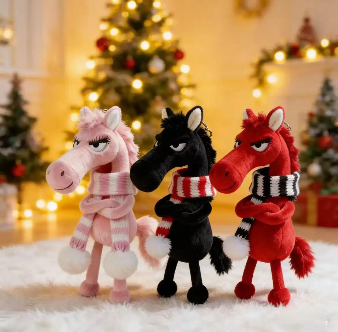 พวงกุญแจตุ๊กตาโพนี่สุดน่ารักสำหรับผู้หญิง ตกแต่งกระเป๋า พวงกุญแจม้าขนนุ่มน่ารัก ของขวัญงานปาร์ตี้ พวงกุญแจรถยนต์ อุปกรณ์เสริมพวงกุญแจ