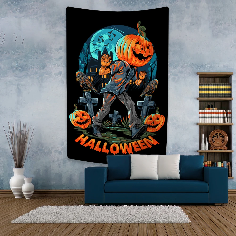 

Halloween Tapestry Horror Cartoon Printed Wall Hanging Bedroom Or Home Decoration Holiday Gift Party Background Cloth