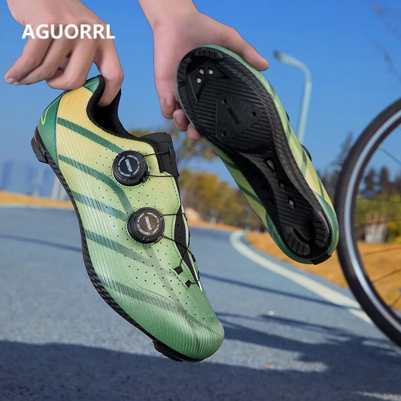 Speed Cycling Sneaker Men's Road Cycling Shoes Cleat Spd Cycling Flat Pedal Shoes Man Bike Outdoor Footwear White