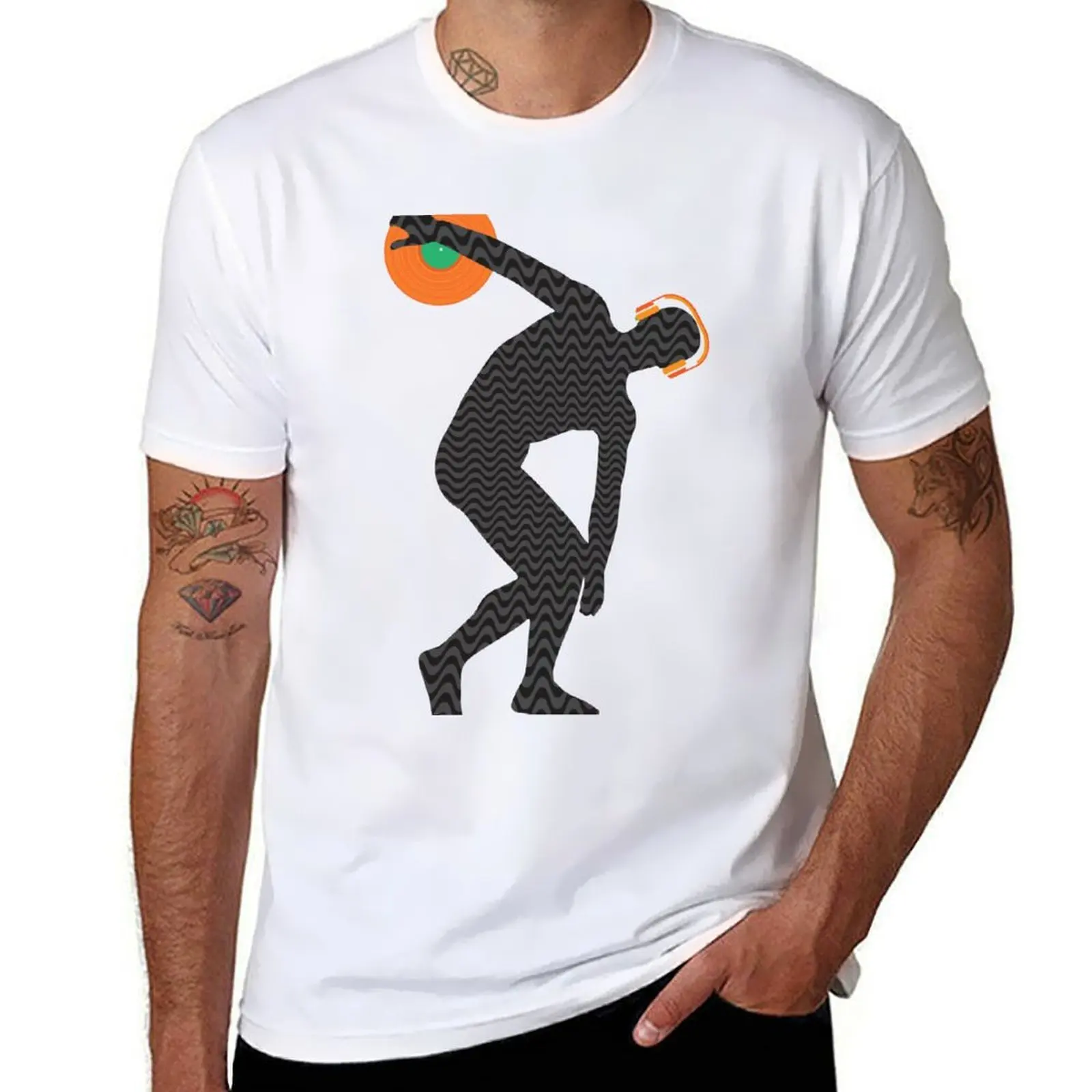 

Vinylbolus - Music Man with Vinyl Disc T-Shirt t shirts for man graphic vintage man t shirt luxury T-Shirt