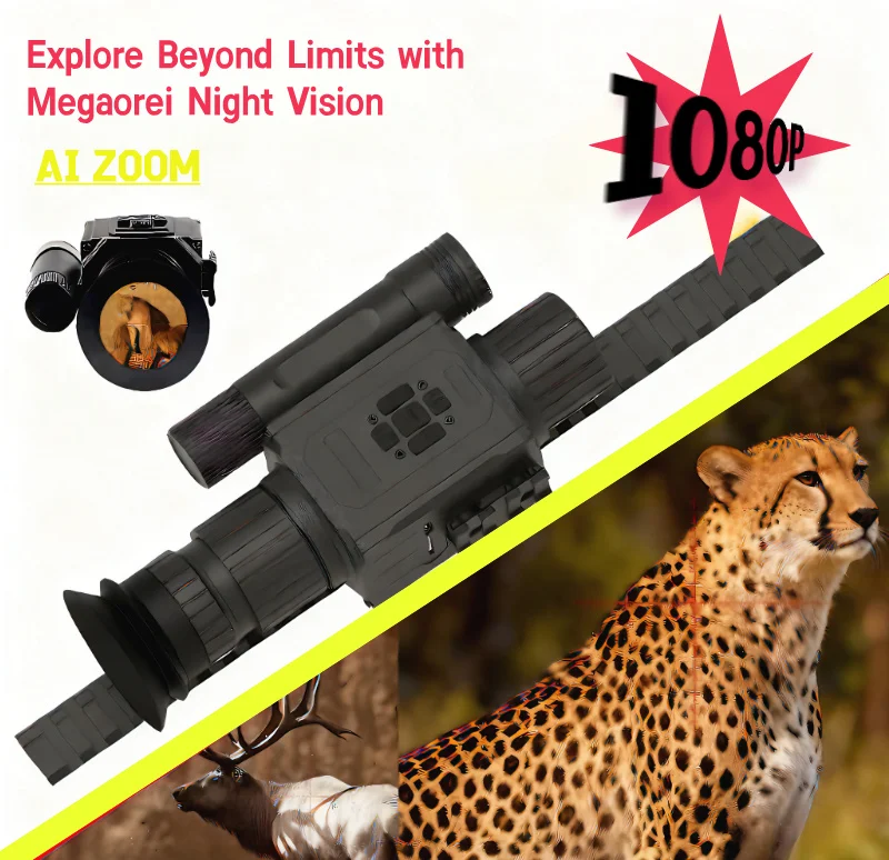 

2026 Megaorei 5x AI Zoom Outdoor Hunting Rifle Sight | 1.4-Inch HD Night Vision, 400m Viewing Range night vision