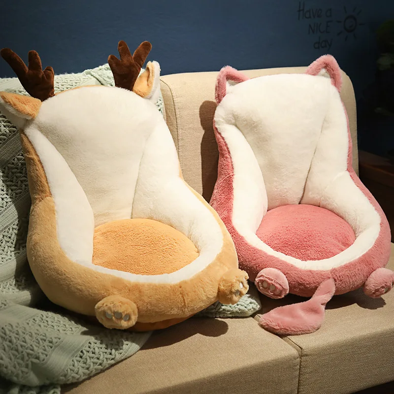 2026 Cartoon Plush Tatami Backrest Cushion Comfortable Elk Cat Rabbit Hip Pad for Home Super Soft Bay Window Balcony Seat Pads