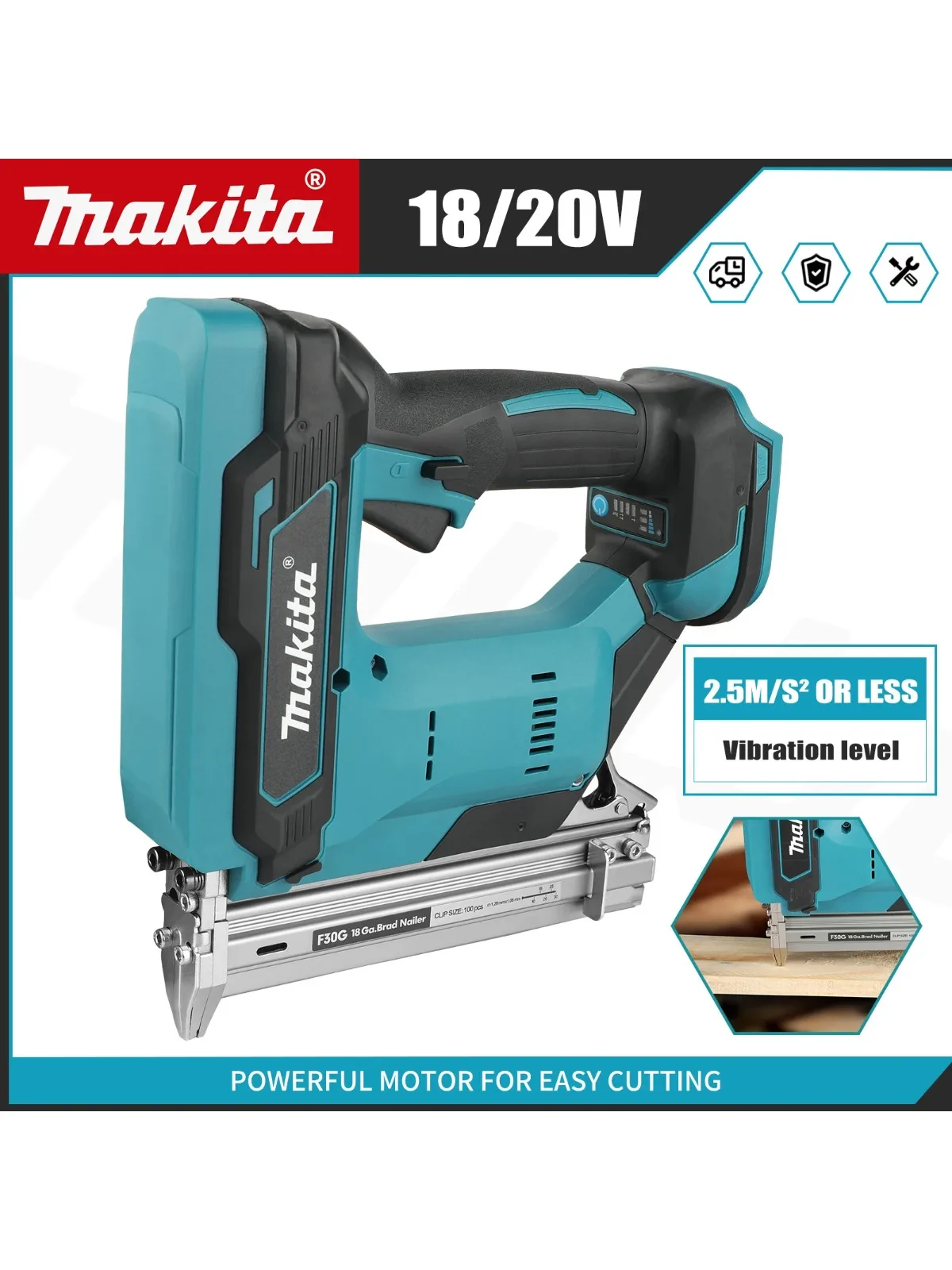Originele Makita DFN350 Draadloze Brad Nailer 15-35mm Nagels Compact & Lichtgewicht 110 stuks Capaciteit voor Trim Kasten Houtbewerking - afbeelding 2