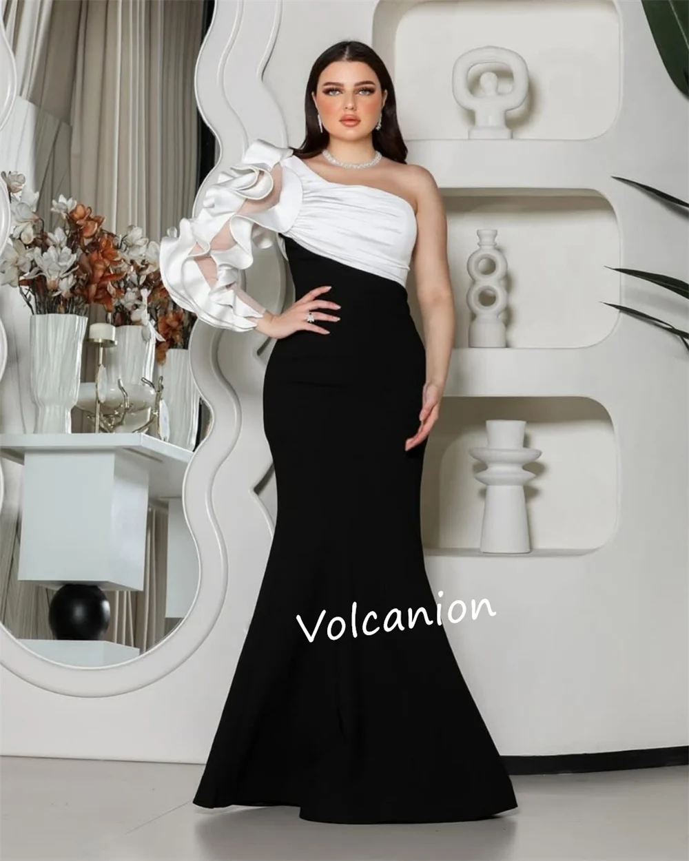 Длинные платья из джерси с рюшами и складками на одно плечо, длинные платья русалки на заказ, вечерняя элегантная классическая мода