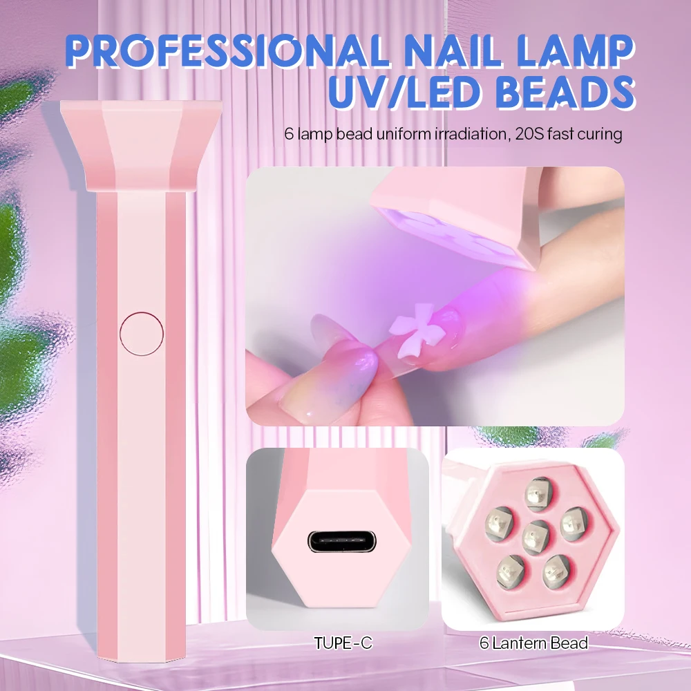 Draagbare nageldrogerlamp UV LED-nagellicht voor het uitharden van alle gellak USB oplaadbare sneldrogende manicuremachine Nail Art Tools