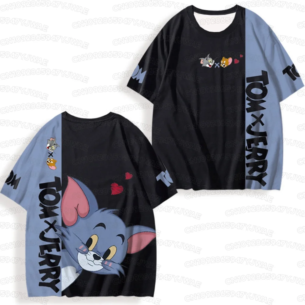 2026 Summer Men's Women's  Short Sleeve T-Shirt Tom and Jerry Cartoon Print Quick drying Round Neck Casual T-shirt Top image 5