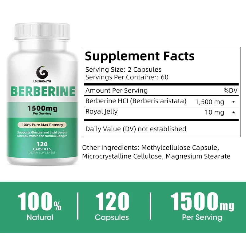 Premium Berberine HCL 1500mg - Berberine HCI Root Supplements Pills - Immune System, Healthy Weight Management