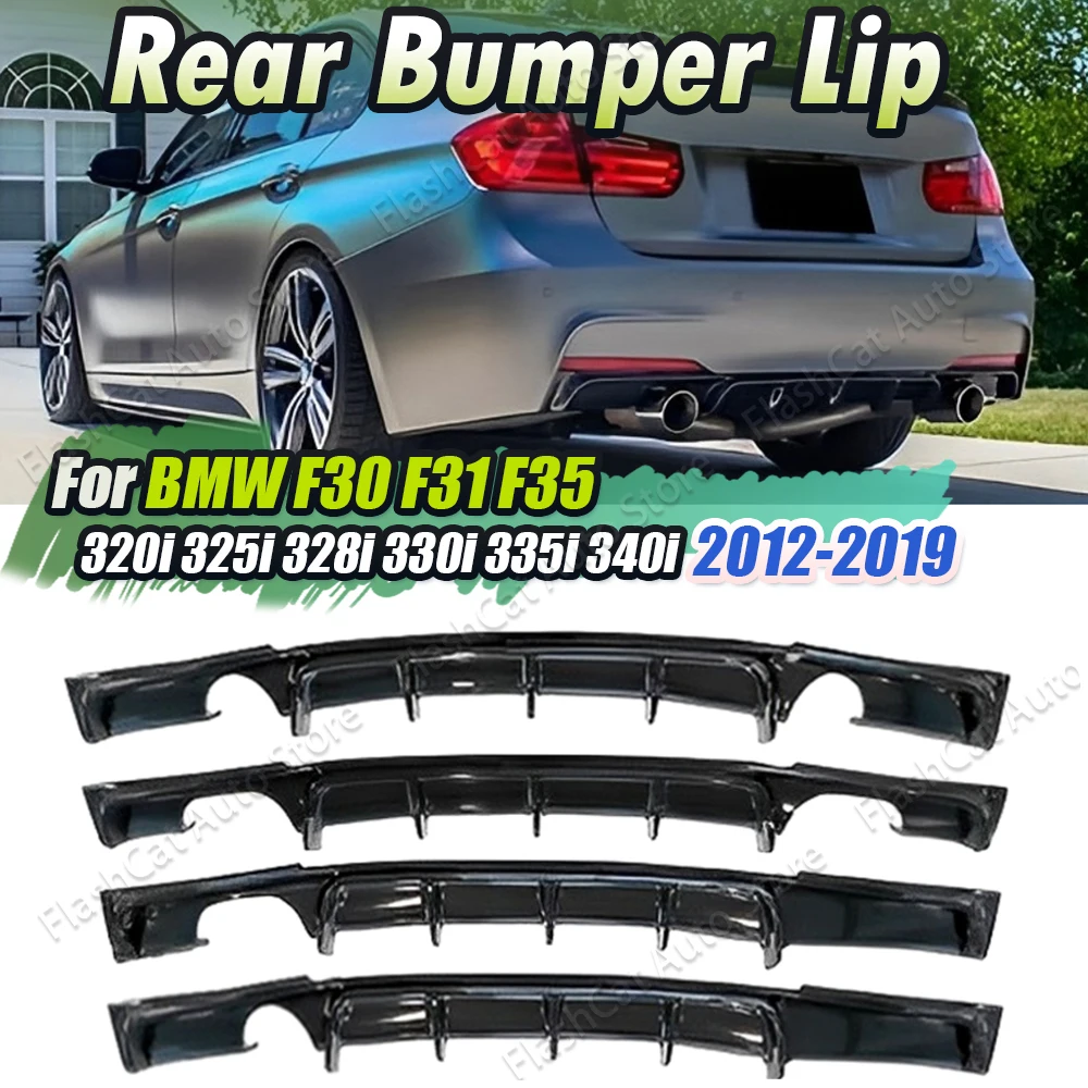 F30 Car Rear Bumper Lip Diffuser M Performance Black Diffusor Carbon Fiber Look For BMW 3 Series F30 F31 F35 M Sport 2012-2019