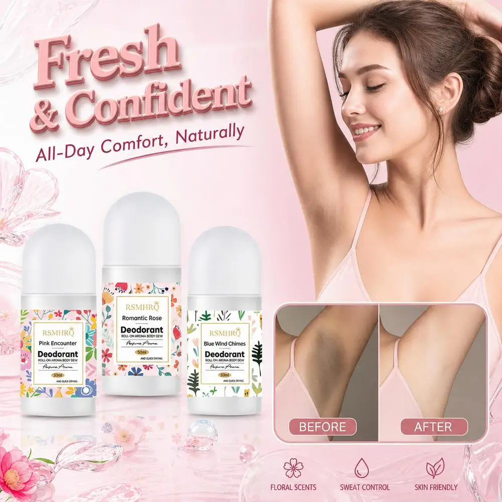 50ml Original Deodorant Romantic Rose Scent Roll-On Aroma Body Dew Blue Wind Chimes Pink Encounter Quick-Drying Antiperspirant