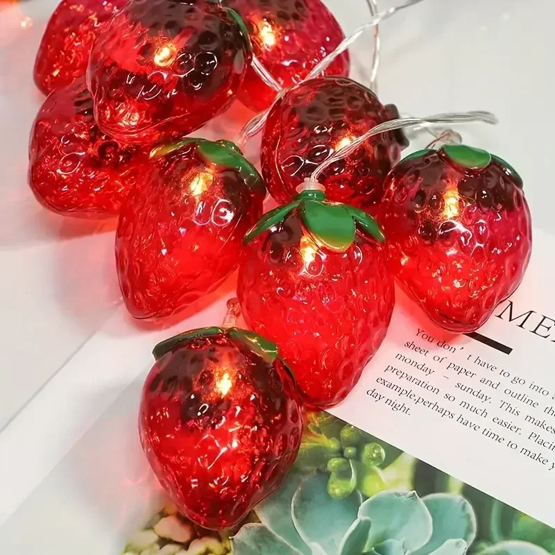 10/20/40 LED Strawberry Fairy Lights Battery Operated Fruit String Lights for Indoor Outdoor Bedroom Holiday Decoration