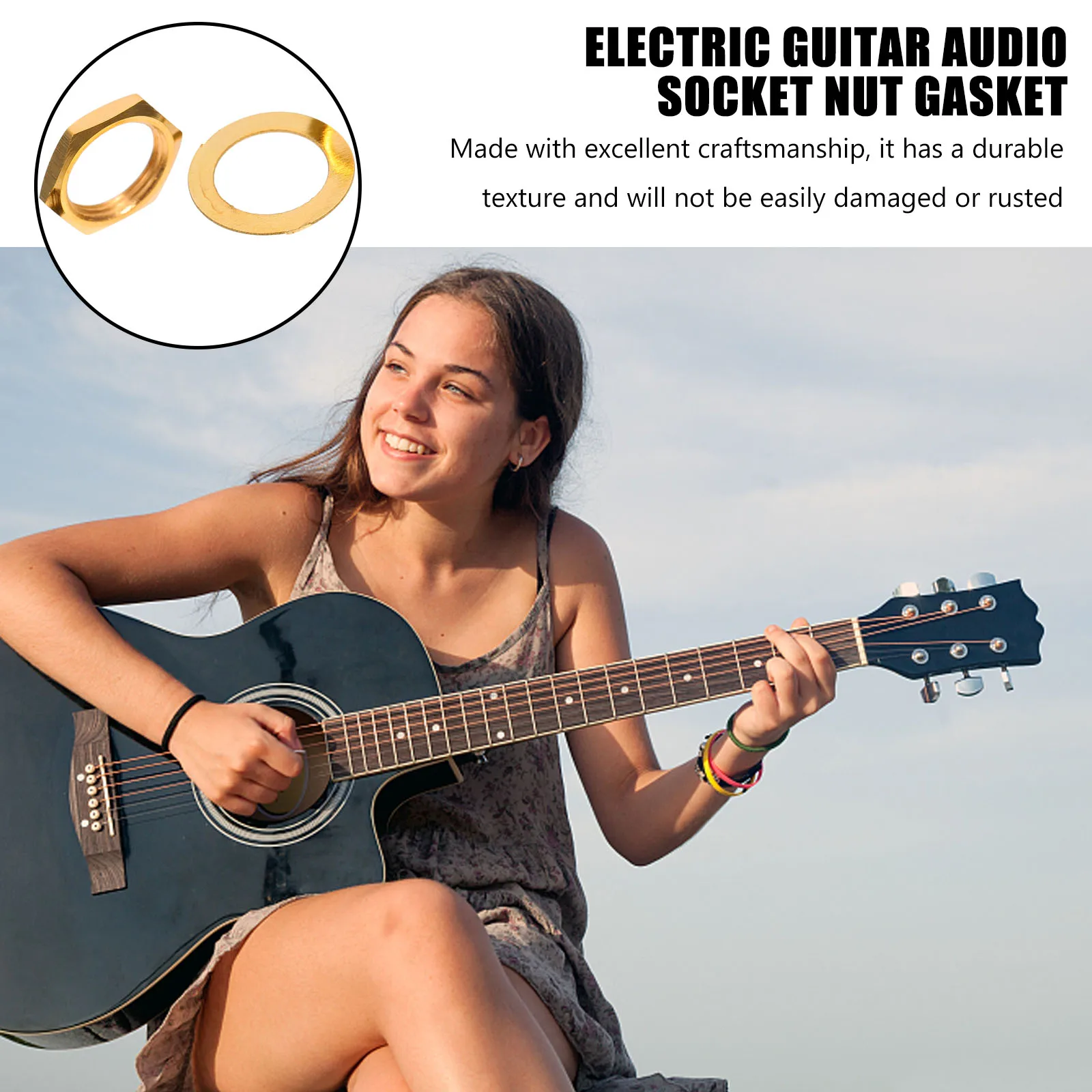 

10 Pcs Electric Guitar Gaskets Washer Nut and Metal for Accessories Socket Nuts