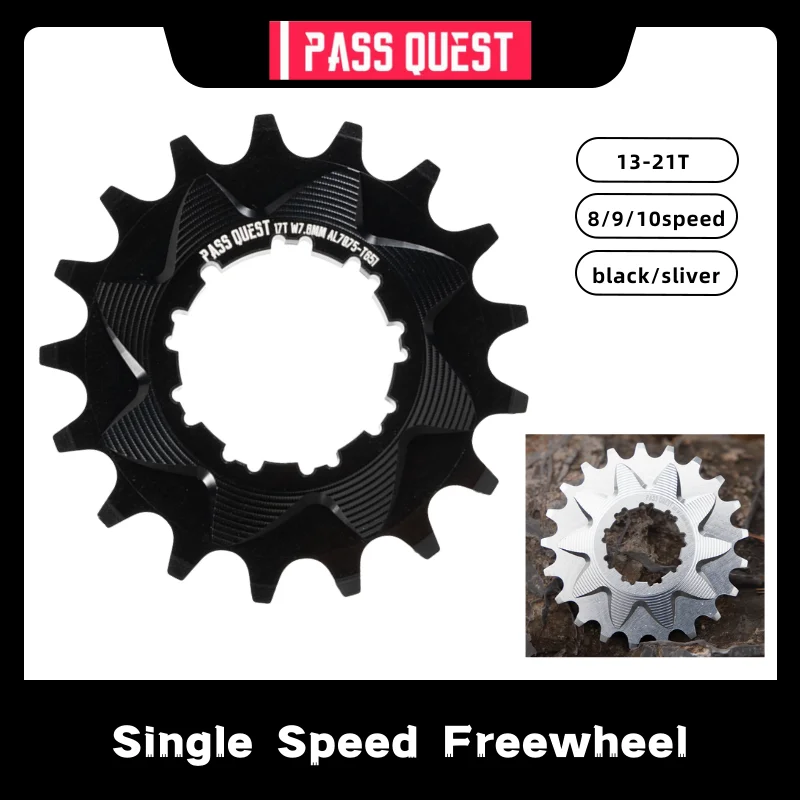 PASS QUEST 13T-21T Bicycle Single Speed Flywheel 8/9/10speed Climbing Bike Forshimano Black/Silver Cycling Parts